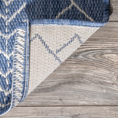 Blue Geometric Moroccan Indoor/Outdoor Area Rug