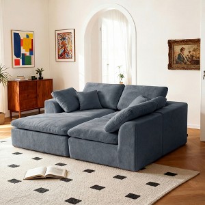 KWPZQEB 110.2" Modern L-Shape Sofa, Chenille Floor Modular Sofa with 2 Pillows, 4 Seater Couches Sofa with Deep Seat for Living Room - 1 of 4