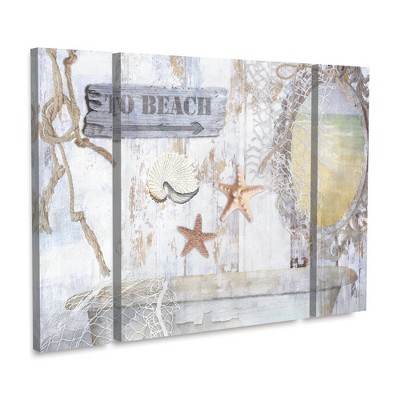 Trademark Fine Art -Color Bakery 'Beach House I' Multi Panel Art Set Large 3 Piece