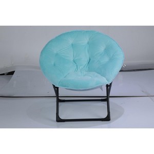 Comfy Saucer Chairs, Folding Reading Lounge Chair, Cozy Faux Fur Living Room Chair with Soft Thick Padded Seat & Metal Frame - 1 of 4
