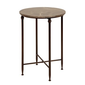 Traditional Iron and Marble Accent Table Black - Olivia & May - 1 of 3