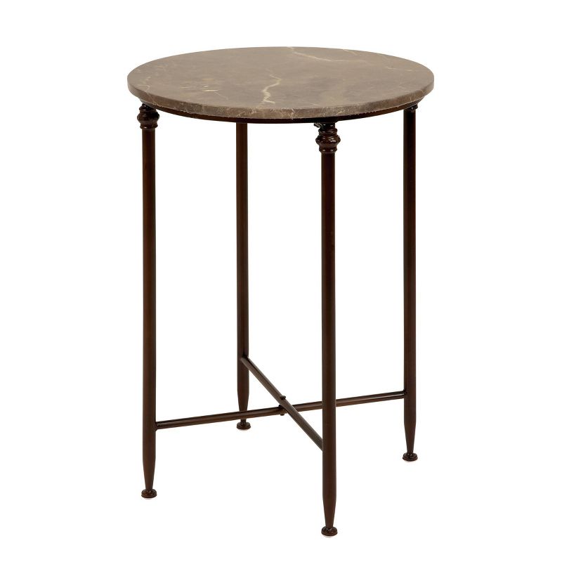 Traditional Iron and Marble Accent Table Black - Olivia &#38; May, 1 of 5