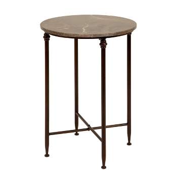 Traditional Iron and Marble Accent Table Black - Olivia & May