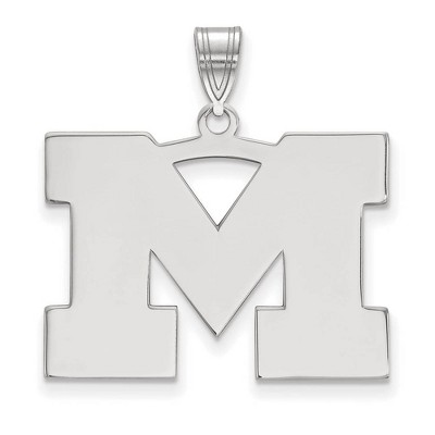 Black Bow Jewelry 14k White Gold Michigan Wolverines NCAA Large Pendant