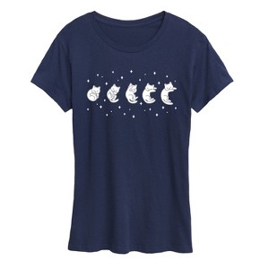 Women's - Instant Message - Cat Moon Phases Short Sleeve Graphic T-Shirt - 1 of 4