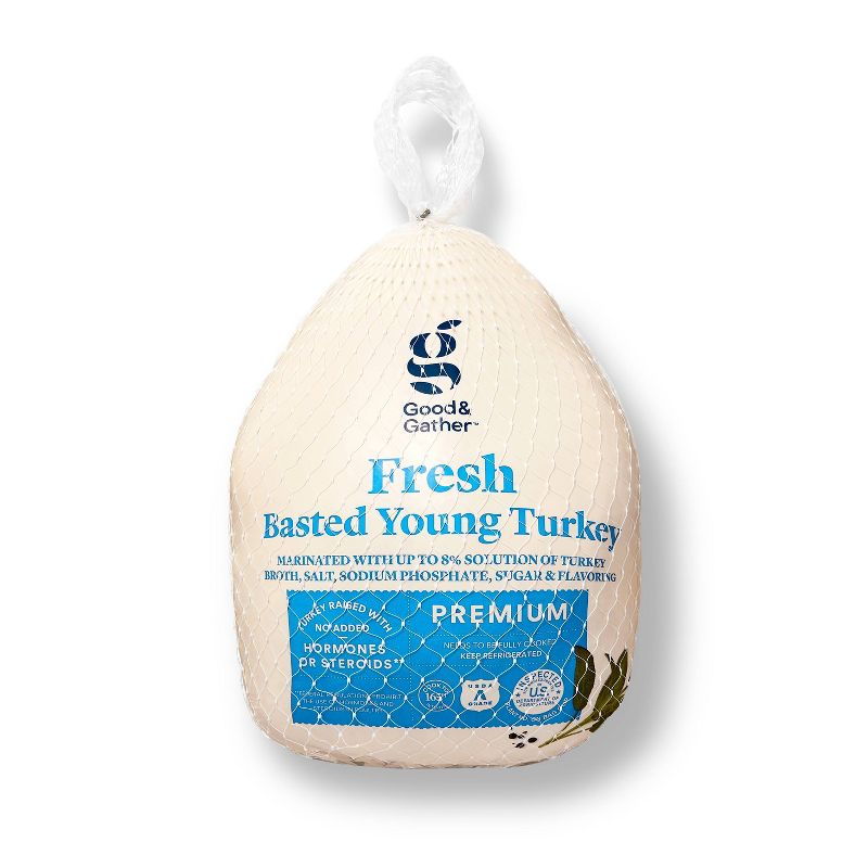Premium Fresh Basted Young Turkey - 10-16lbs - priced per lb - Good &#38; Gather&#8482;, 1 of 5