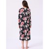 INSPIRE CHIC Women's Floral Pajama Midi Dresses V Neck Long Sleeve Lace Trim Midi Nightgowns - 4 of 4