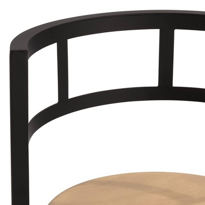 Matte Black Swivel Counter Stool with Gray Wood Seat