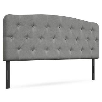 Costway Full Size Upholstered Headboard Only Adjust Button Tufted Faux Linen Light Grey\Dark Grey