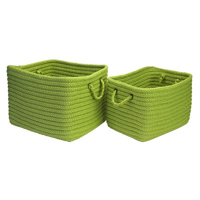 Colonial Mills Modern Farmhouse Braided Mudroom 2-Piece Storage Set - Apple Green 100% Polypropylene Rectangle