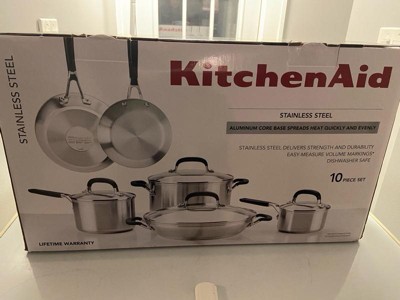 KitchenAid Stainless Steel Culinary Set 10pc Cookware KCSS10GOB Pots Pans  for sale online