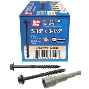 Grip-Rite 5/16 in. wire X 3-1/8 in. L Star Hex Washer Head Structural Screws 50 pk - 1 of 1