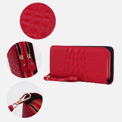 MKF Collection Eve Genuine Leather Crocodile-embossed Women’s Wristlet Wallet by Mia K - Red — фото 4