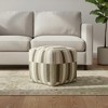 HomeRoots 18" Brown Ivory And Khaki Brown Woven Geometric Pouf Ottoman - 2 of 4