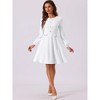 Allegra K Women's Round Neck Work Office Button Decor Long Sleeve A Line Dress - 4 of 4