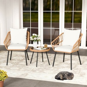 Costway 3 Piece Patio Bistro Set with Heavy Duty Metal Frame for Balcony Garden & Poolside - 1 of 4