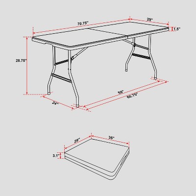 Granite White 6' Folding Table with Powder-Coated Steel Legs