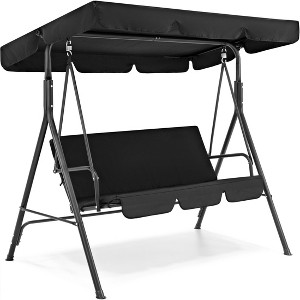 Best Choice Products 2-Person Outdoor Large Convertible Canopy Swing Glider Lounge Chair w/ Removable Cushions - 1 of 4