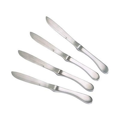 Knork Original 4 Piece Dishwasher Safe Dinner Knife Cutlery Utensil Flatware Set with Smooth Stem Fingertip Platforms, Matte Silver