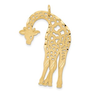 Black Bow Jewelry 14k Yellow Gold Large Satin and Diamond Cut Giraffe Pendant - 1 of 4