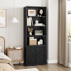 Farmhouse 71.4in Tall Bookcase with Doors 11.8in Depth Display Storage Shelves Industrial Bookcases Wooden 6 Shelf Bookshelves for Home Office - 3 of 4