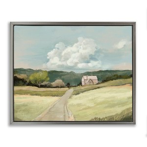 Stupell Industries Road Leading Home Countryside Floating Frame Canvas Art, Gray, 31" x 25" - 1 of 4