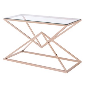 Justi Glass Top Sofa Table Gold Plating - miBasics: Steel Frame, Entryway, Modern Design, 47.25"W - 1 of 4