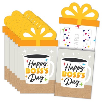 Big Dot of Happiness Happy Boss's Day - Best Boss Ever Money and Gift Card Sleeves - Nifty Gifty Card Holders - Set of 8