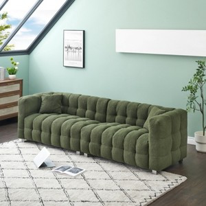 DOMETOUR 102 Inch Teddy Fleece Sofa for Living Room Bedroom, 4 Seat Modern Upholstered Sofa Futon Couch with 2 Pillows - 1 of 4
