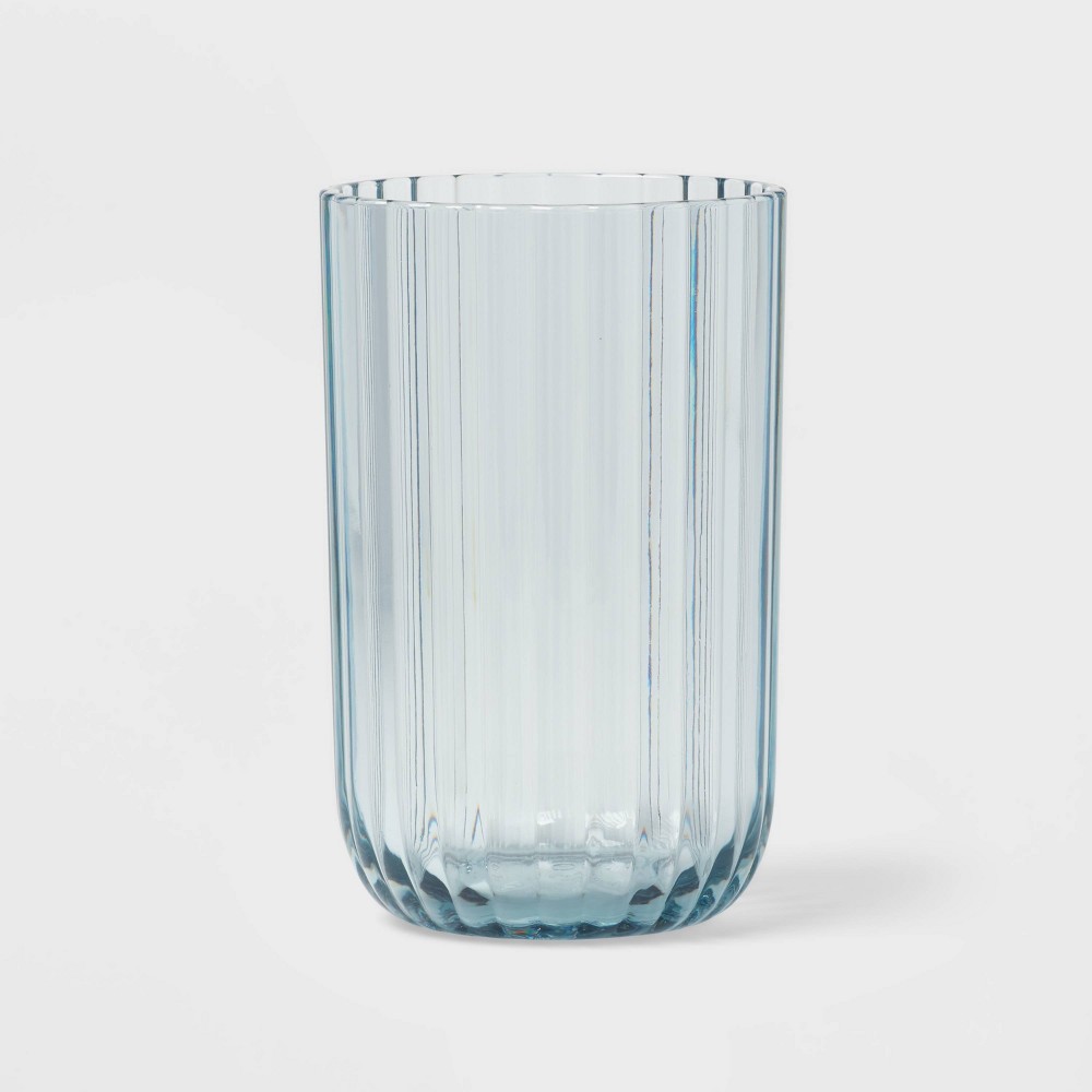 Photos - Glass 16oz Plastic Ribbed Tall Tumbler Blue - Threshold™