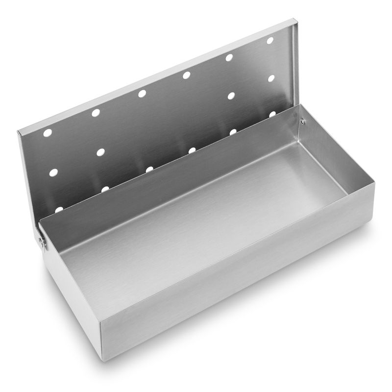 Pure Grill Stainless Steel BBQ Smoker Box with Hinged Lid for Wood Chips, Use with Charcoal and Gas Grills, 3 of 5
