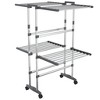 vidaXL 2-Tier Laundry Drying Rack with Wheels - Aluminum Clothes Drying Stand - Foldable Design for Space Saving - Silver, 23.6"x27.6"x41.7" - 2 of 4