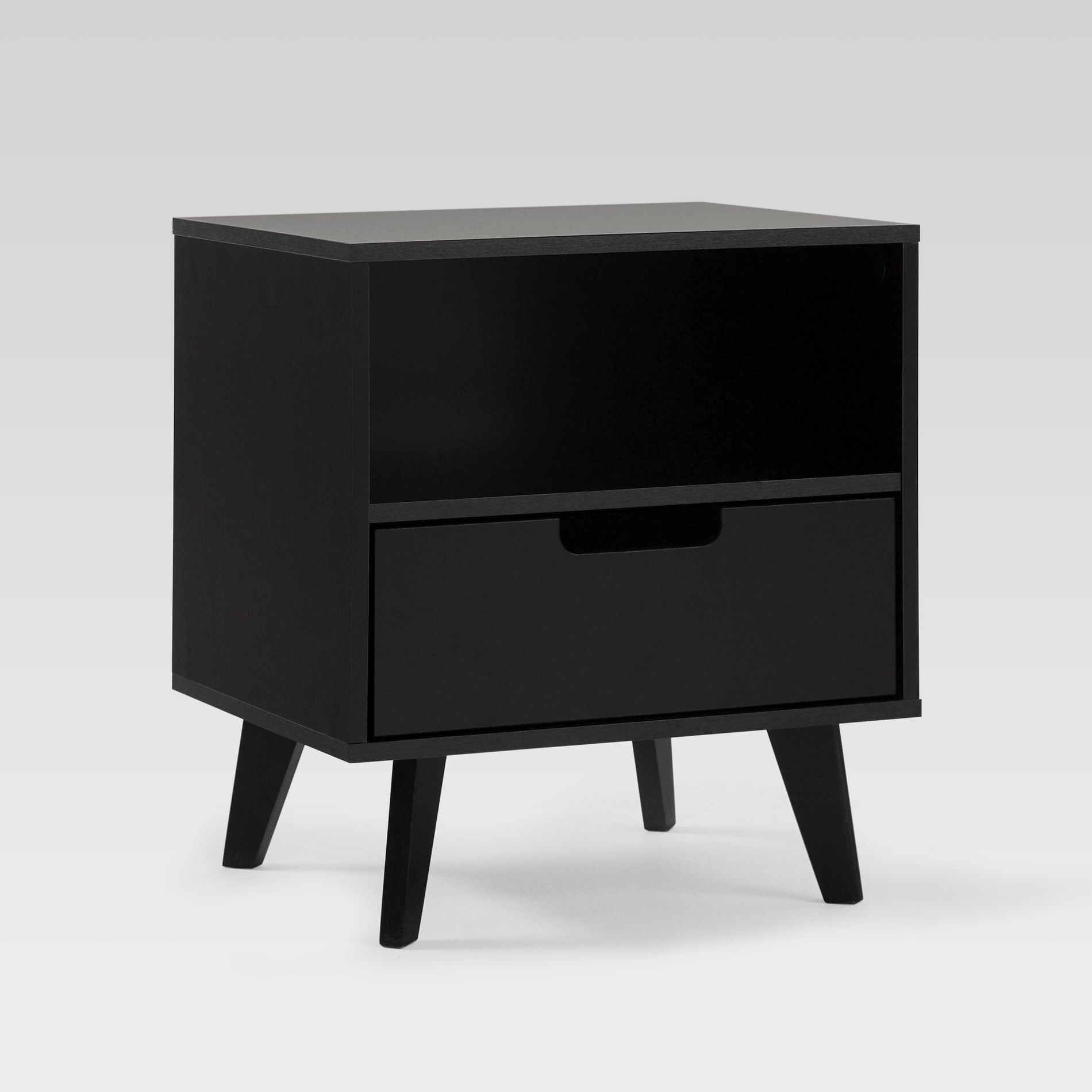 Walker Edison Mid-Century Modern 1-Drawer Storage Nightstand Black 1-Drawer