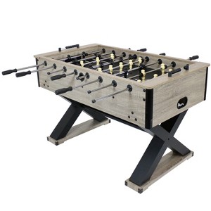 Sunnydaze Indoor Faux Rustic Distressed Wood Delano Foosball Soccer Game Table with Manual Scorers - 54" - Gray - 1 of 4