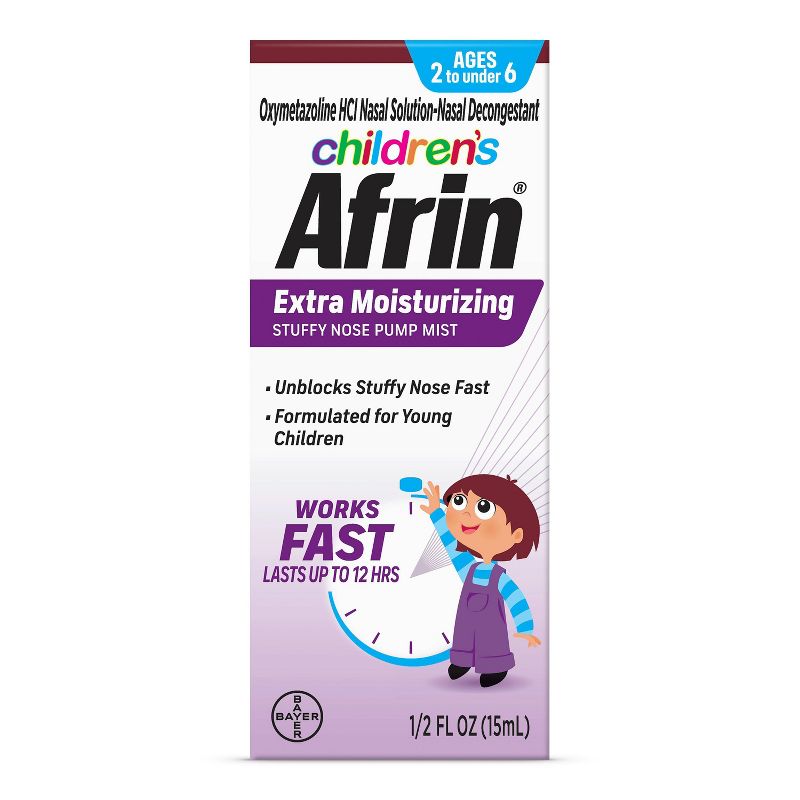 Children&#39;s Afrin No Drip Extra Moisturizing 12 hour Stuffy Nose Nasal Spray - 2-6years - 0.5 fl oz, 1 of 4