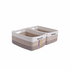 Aoibox Large Storage Baskets for Shelves Woven Rope Organizer Bins for Closet Clothes Blankets Toys 17x13x7.5 2 Pack - 1 of 4
