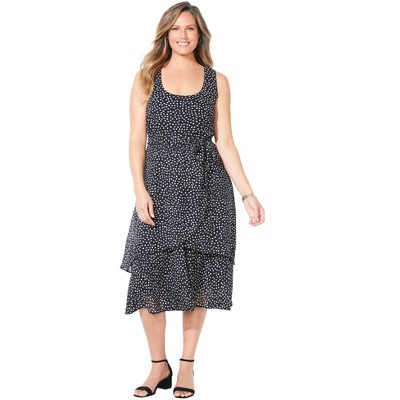Catherines Women's Plus Size Georgette Flyaway Midi Dress