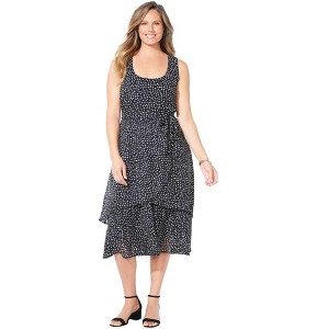 Catherines Women's Plus Size Georgette Flyaway Midi Dress - 1 of 4