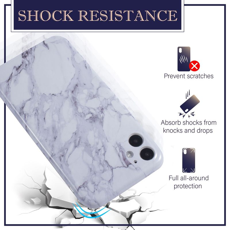 White Glossy Marble Case For iPhone, Soft Flexible Slim TPU Gel Rubber Smooth Cover, Shockproof and Anti-Scratch by Insten, 5 of 10