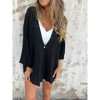 Coolmee Womens Oversized Cardigans Batwing Long Sleeve Lightweight Button Deep V Neck Casual Tops - 2 of 3