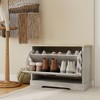 Vynxaria Modern Shoe Storage Bench, Antique White, 1 Flip Drawer, Adjustable Shelf - 4 of 4