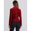 INSPIRE CHIC Women's Metallic Stars Printed Velvet 1 Button Business Office Crop Jacket - 3 of 4