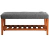 Vynxaria Charla Gray Fabric & Oak Finish Bench - 4 of 4
