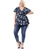 Agnes Orinda Women's Plus Size Ruffle Neck Floral Wrap Tie Waist Blouse - 3 of 4