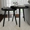Nesting End Tables- Set of 2 Round Mid-Century Modern Accent Table with Tray Top in Brown- Side Table for Living Room by Lavish Home - 4 of 4
