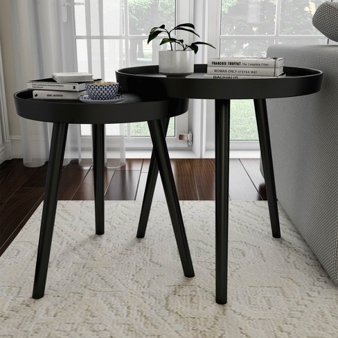 Black mid discount century end table