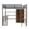 YOOCOZZ Full Size Metal Loft bed with Built-in Desk, Wardrobeand Shelves - Black - 3 of 4