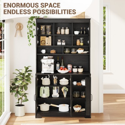 Garvee Pantry Cabinet with Charging Station, Tall Kitchen Pantry Storage Cabinet with Hutch,70.9 Inch Kitchen Cabinet with Glass Doors, for Dining Room — фото 3