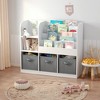 Kids Bookshelf, Multifunctional Bookcase with 3 Collapsible Fabric Drawers,Book Display Stand,Toy Storage Organizer for Bedroom, Playroom - 4 of 4