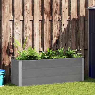 vidaXL Garden Raised Bed Grey Wood-plastic composite, Aluminum